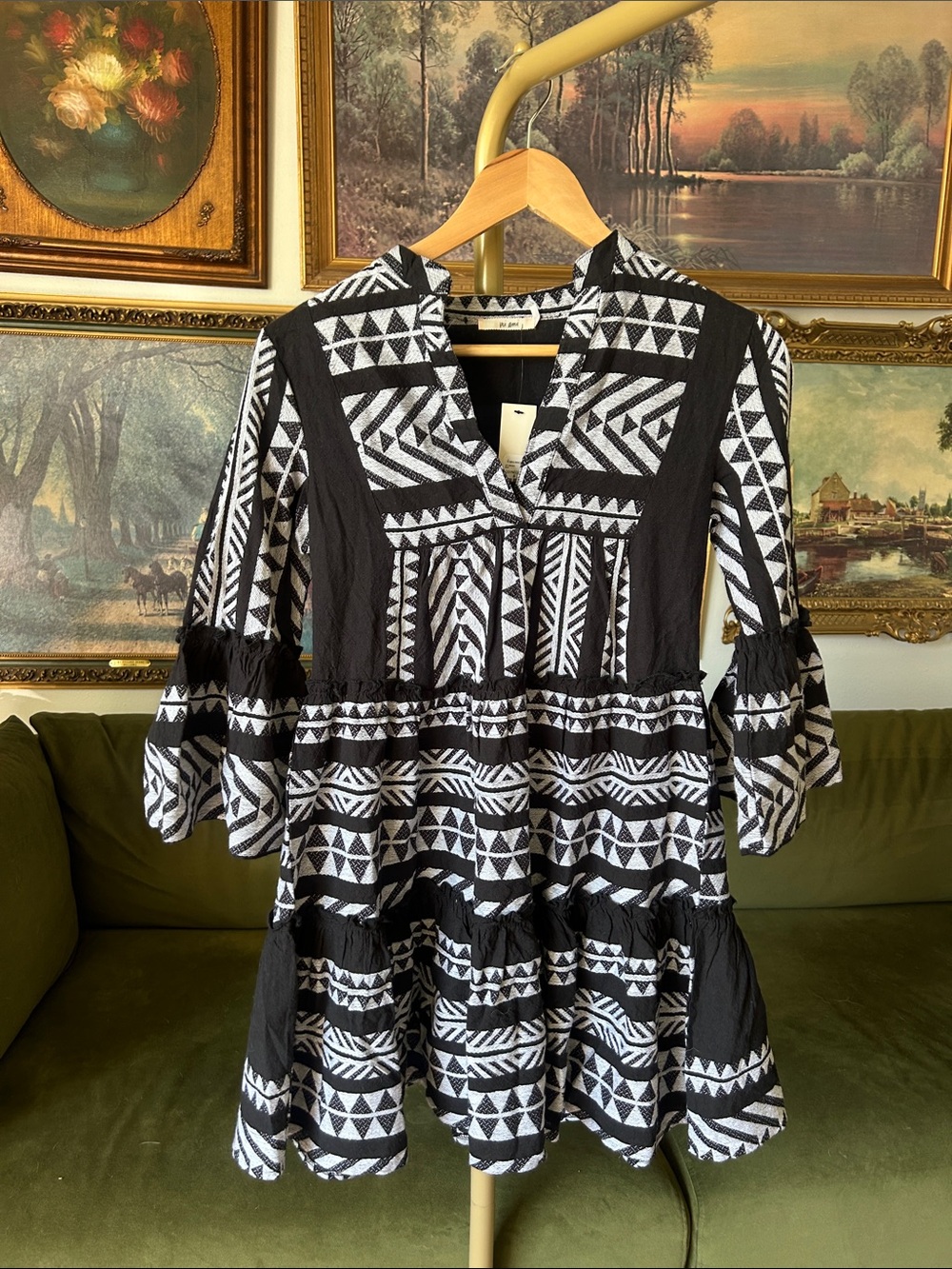 Francesca's Collections Black & White Geometric Mini Dress